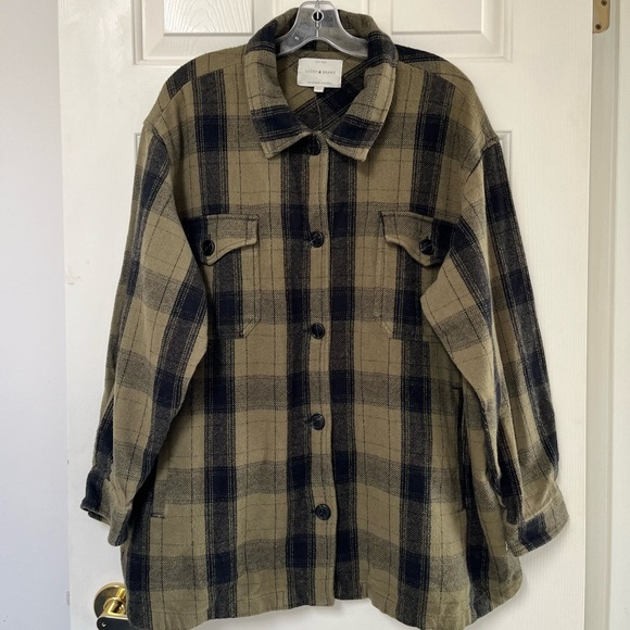 NWT Lucky Brand Oversized Flannel Shirt XL Green - Picture 2 of 12